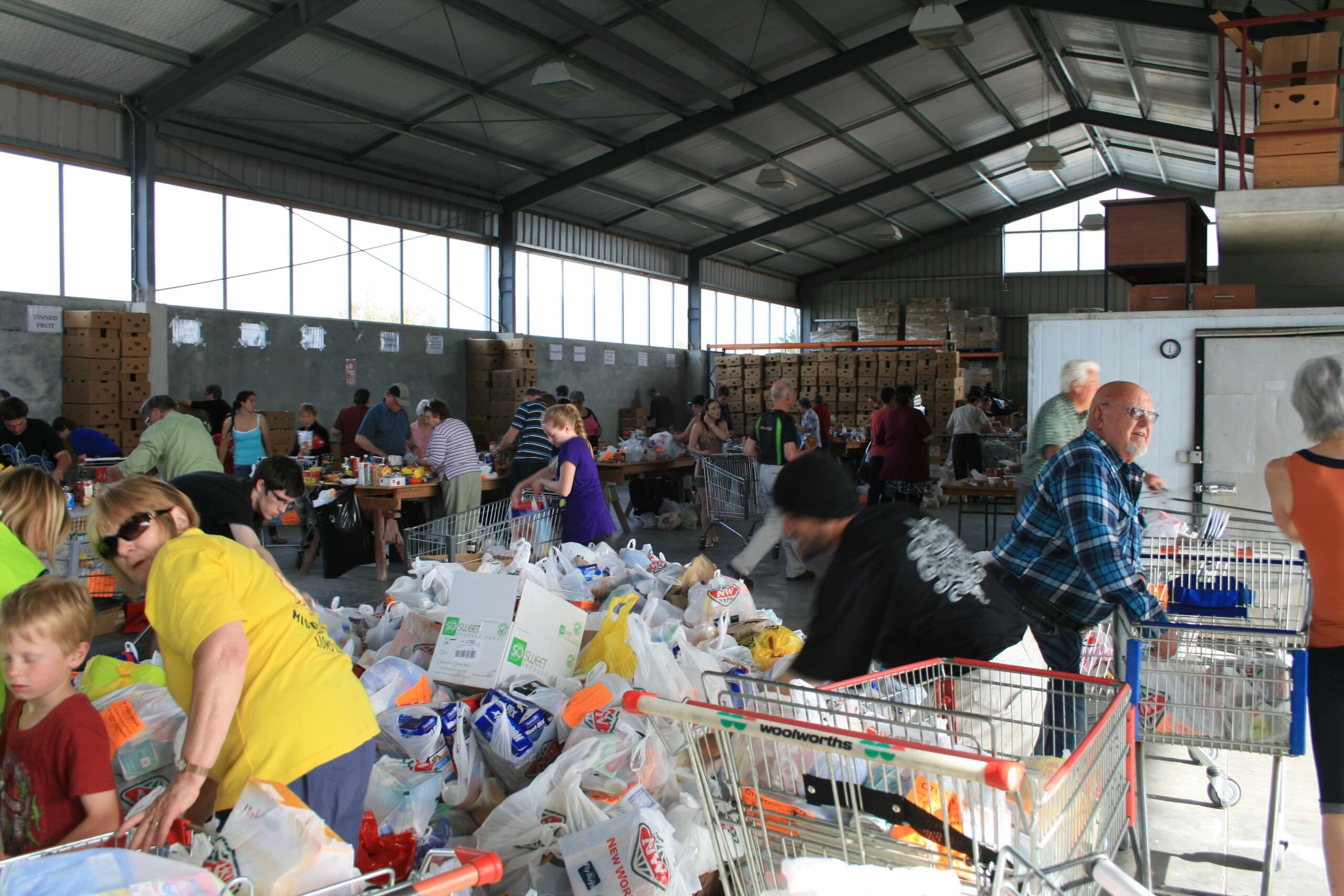 Lions members at a food bank drive